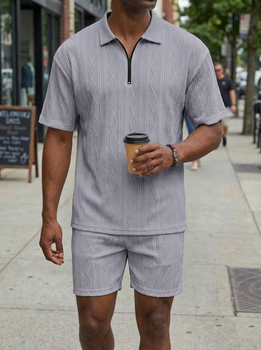 Polo da uomo, casual, a maniche corte, pantaloncini sportivi