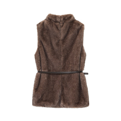 Elegant Women's Sleeveless Belt Turtleneck Top