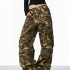 Washed Camouflage Cargo Pants Women's Loose Casual Multi-pocket Trousers