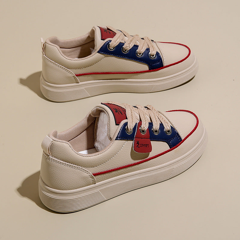 Sneakers bianche comode con plateau in stile coreano da donna