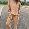 Women's Casual All-matching Lace-up Crew Neck Long Sleeve Blouse And Pants