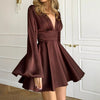 Women's Solid Color Long Sleeve Dress