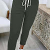Women's Solid Color Versatile Casual Trousers With Belt And Slim Cuffs