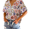 Bohemian Casual V-neck Short-sleeve Printed Blouse