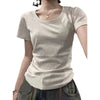 New Round-neck Straight-shoulder Top