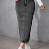 Womens Solid-Color High-Waist Plus-Size Split Pencil Skirt