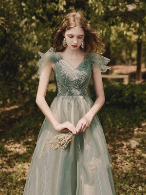 Damigella d'onore Gonna lunga Abito da sposa femminile Ospite Riunione annuale Cena Verde
