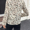 Women's V-Neck All-Over Print Elegant Long Sleeve Blouse,Long Sleeve Tops