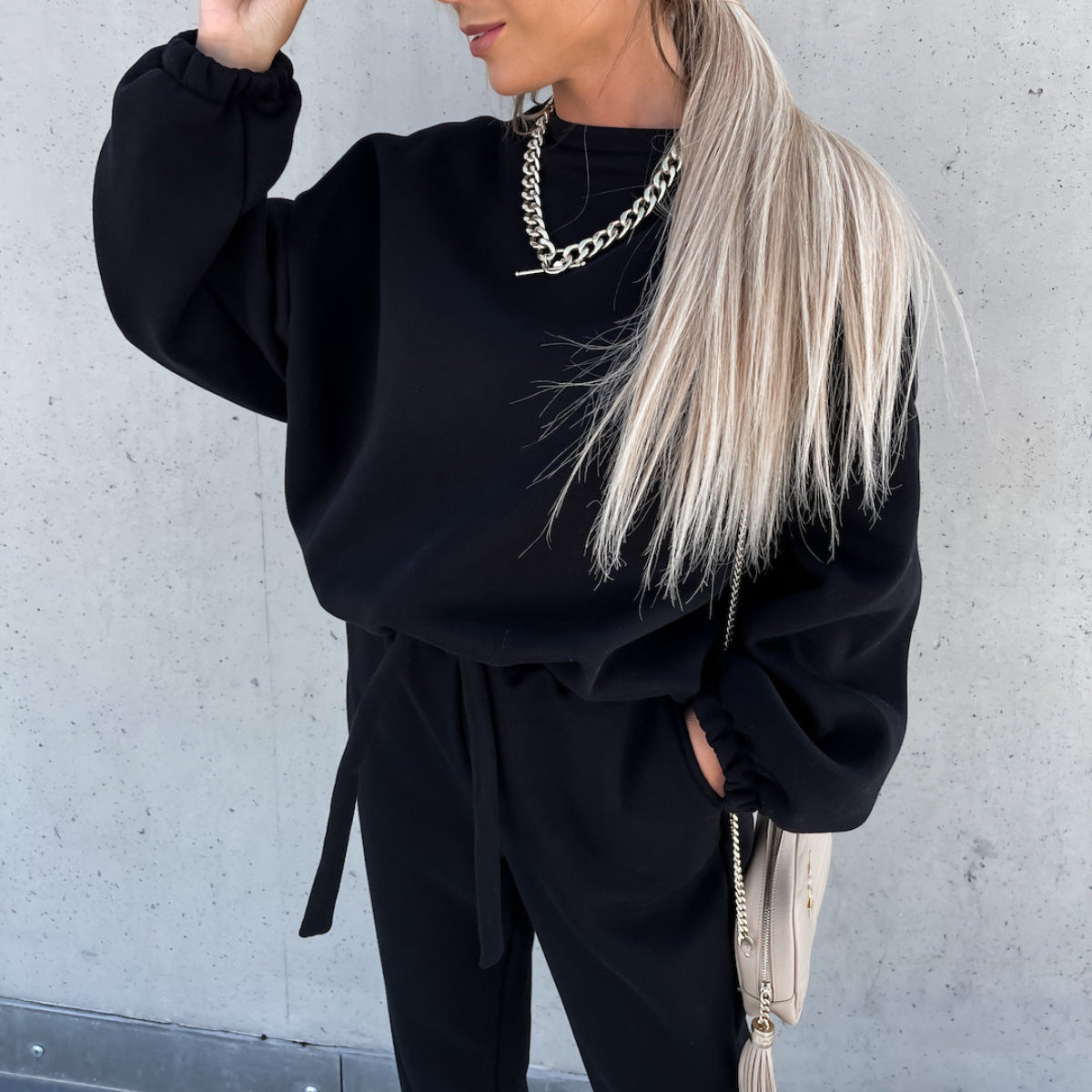 Solid Color Hoodie Casual Two-piece Suit