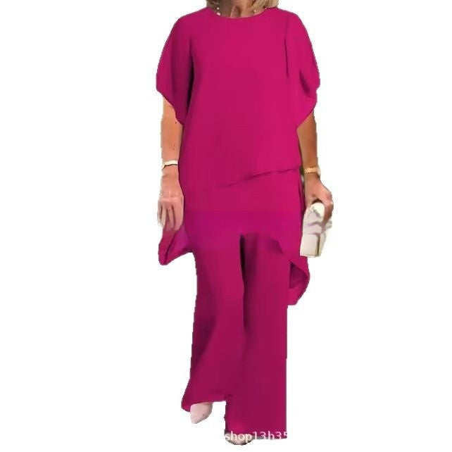 New Elegant Chiffon Solid-Color Loose Irregular Fashionable Set
