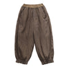 Womens Coffee-Colored Artistic And Fashionable Patchwork Linen Carrot Pants