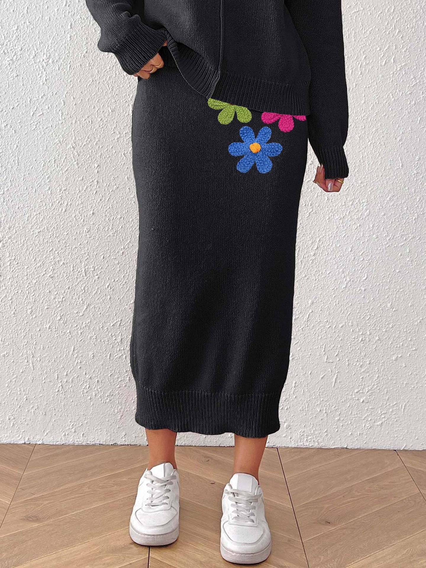 Women's Mid-length Elegant Embroidered Three-dimensional Flower Stitching Skirt