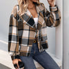 Brushed Cardigan Lapel Plaid European And American Ladies Coat