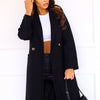 Simple Double Breasted Long Sleeve Lapel Button Woolen Coat