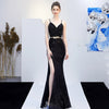 Nuovo Banchetto Elegante Riunione Annuale Lungo Host Profondo V Sexy Abito da Sera a Sirena con Paillettes