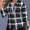Women's Plaid Notch Neck Criss Cross Tie Short Sleeve T-Shirt