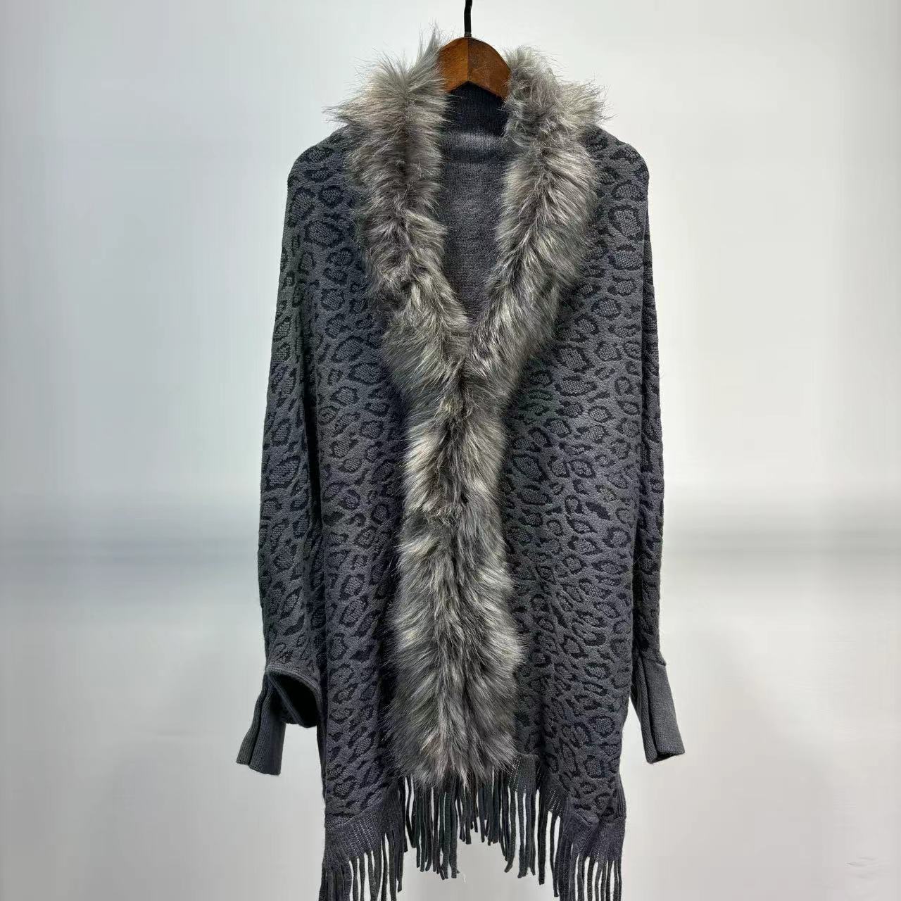 Leopard Print Leopard Print Fur Collar
