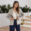 Elegante cappotto cardigan corto caldo con contrasto di colore e design ampio