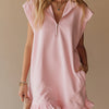V-neck Sleeveless Dress With Two Pockets And A Zipper