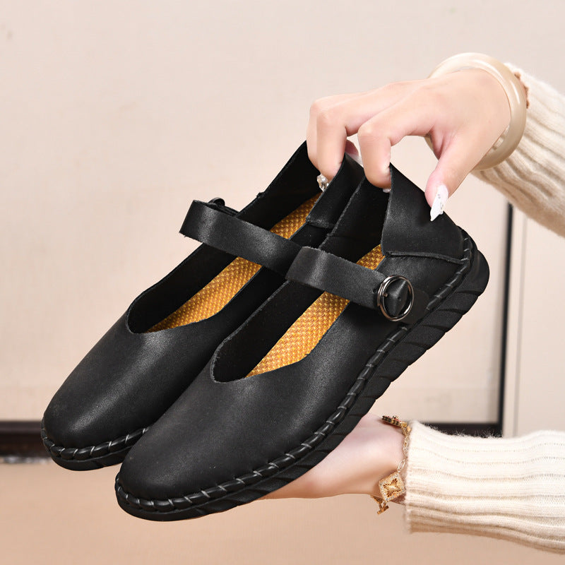 Scarpe basse con fibbia, décolleté basse, scarpe Mary Jane retrò con punta quadrata