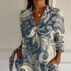 Camicetta da donna, camicia con risvolto transfrontaliero, top con stampa digitale 3D