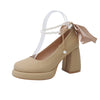 Mary Jane Shoes Women's Preppy Style Chunky Heel Pearl All-match