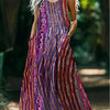 Womens Loose Fit Long Dress With Ocean Floral Print And Large Pockets
