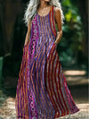 Womens Loose Fit Long Dress With Ocean Floral Print And Large Pockets