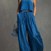 Womens Two-piece Set Loose-fitting Vest And Wide-leg Pants