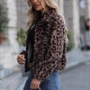 Women's Autumn And Winter Loose Long-sleeve Zipper Leopard Print Plush Coat