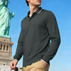 Men's Casual Jacquard Polo Shirt Quick-dry Breathable Long Sleeve