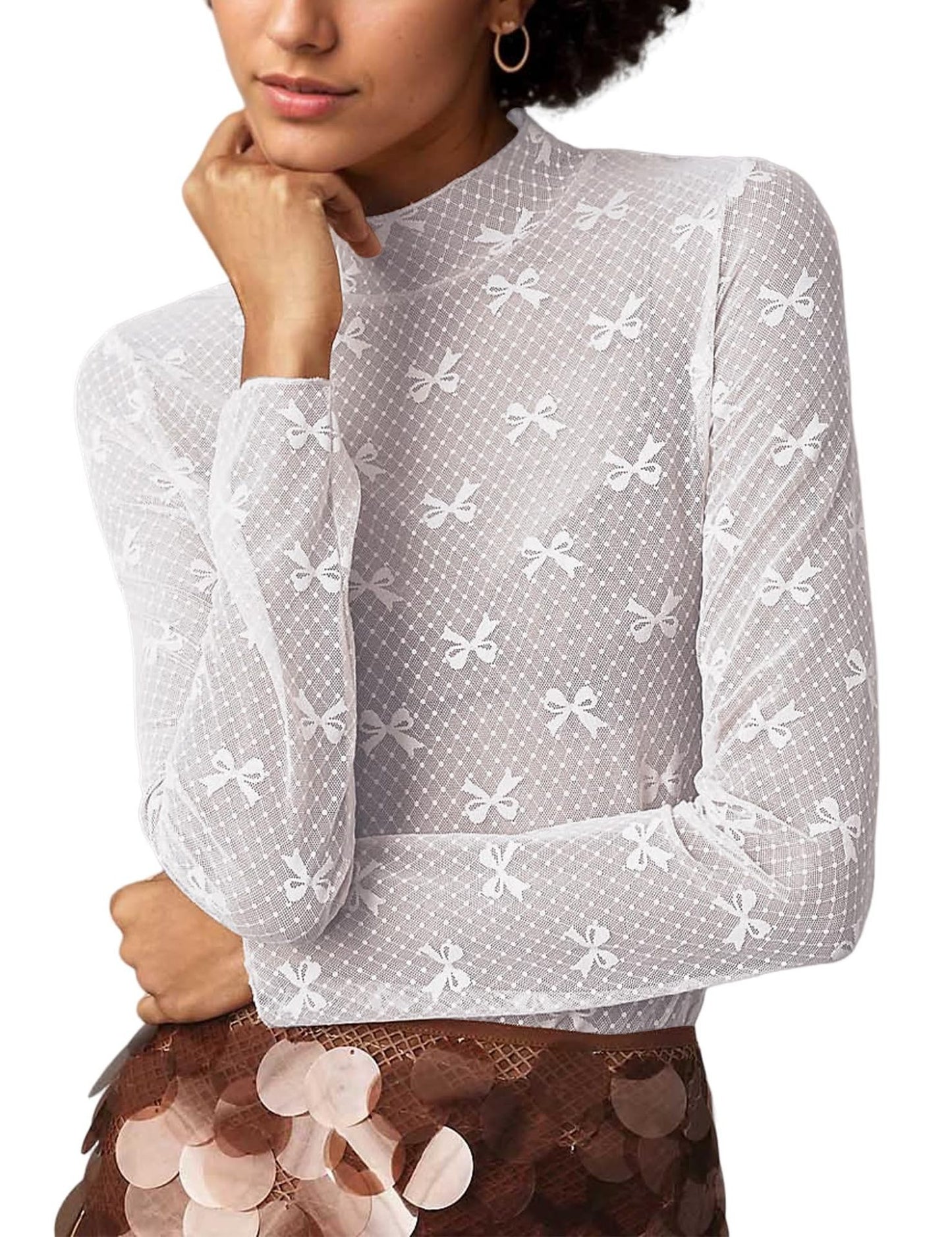 See-through Lace Top Mesh Multi-color