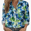 Womens 3D-printed Floral Loose-fit Blouse