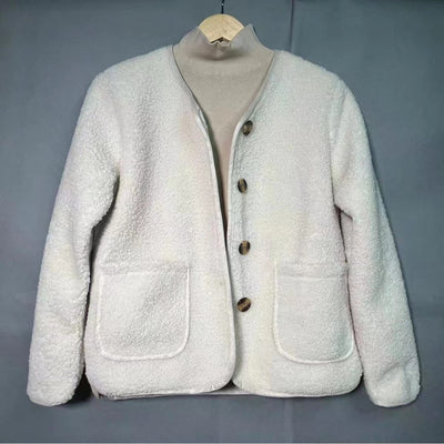 Round Neck Lamb Wool Loose Coat