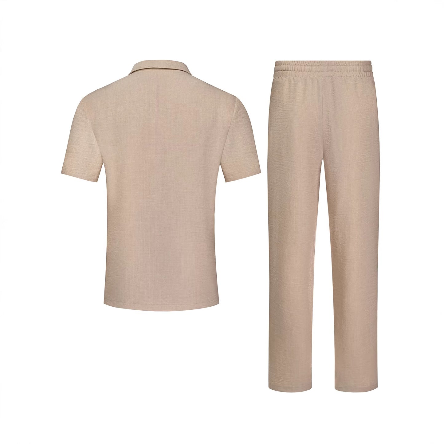Completo da uomo con camicia casual a tinta unita con risvolto e pantaloni