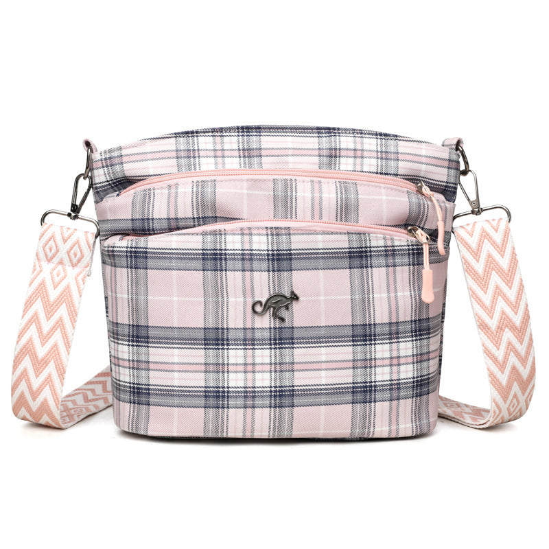 Artistic Plaid Shoulder Large Capacity Students' Crossbody Bag Women