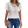 T-shirt a maniche corte taglie forti con patchwork di pizzo traforato, sito indipendente, transfrontaliero