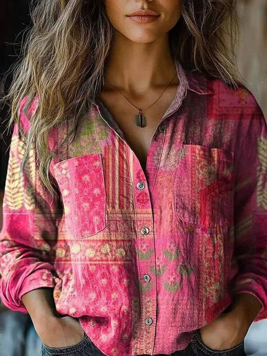 Camicetta a maniche lunghe da donna con stampa digitale 3D