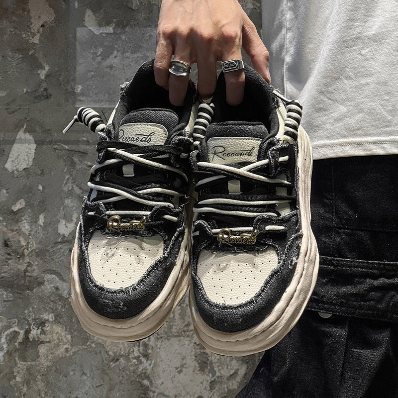 Scarpe sportive casual da uomo, con soletta interna invisibile rialzata da 7 cm, lavata e sciolta