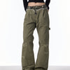 Ripped Cargo Jeans Straight Logging Casual Trousers
