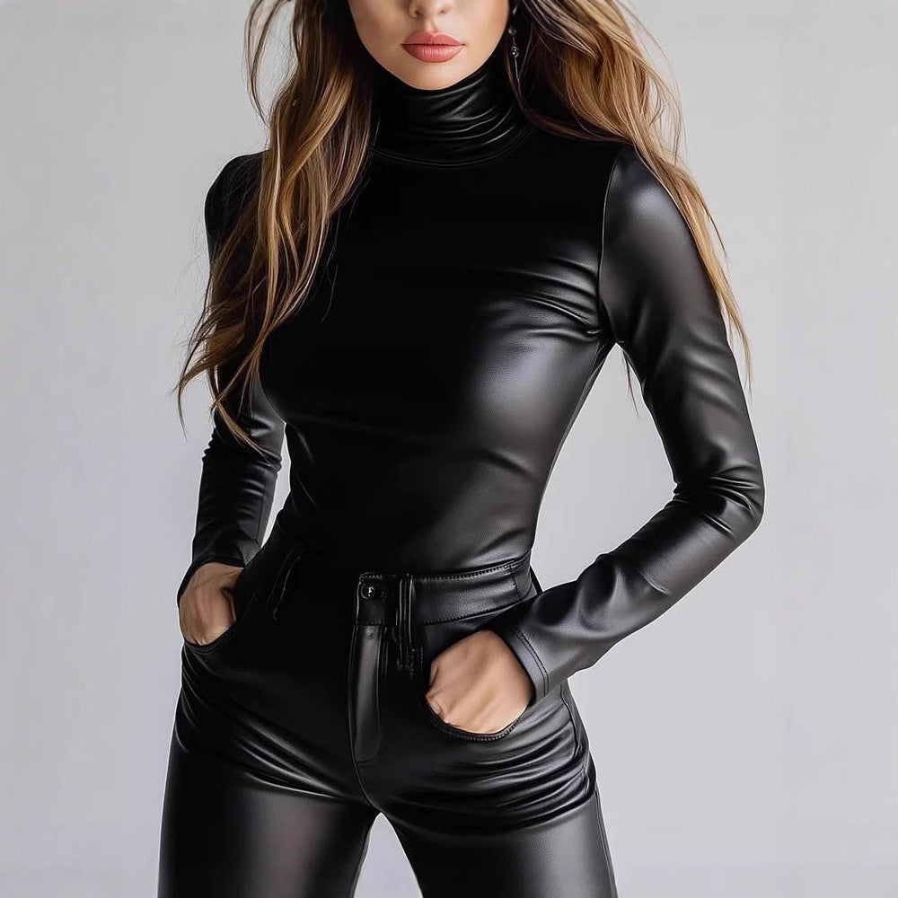 Women's All-match Stretch Half Turtleneck Slimming Bottoming Shirt