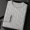Thickened Men's Cashmere Sweater With Round Neck And Twisted Design
