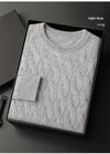 Thickened Men's Cashmere Sweater With Round Neck And Twisted Design