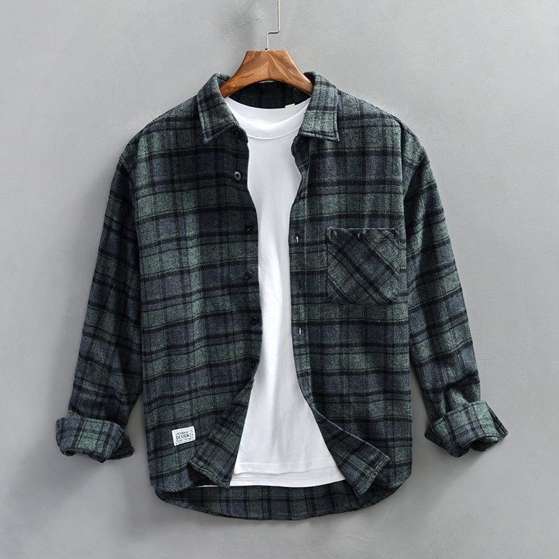 Men's Retro Plaid Long Sleeve Casual Shirt
