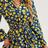 Womens Floral Patchwork Long Sleeve Dress