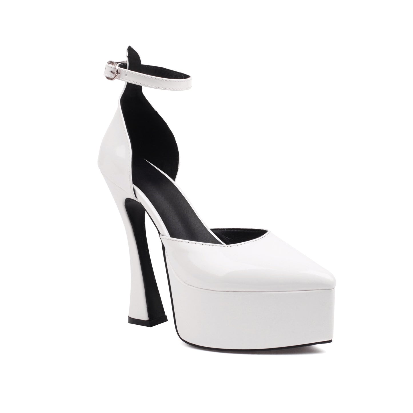 Pointed Toe Chunky Heel Buckle Women's Shoes