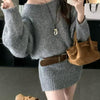 Off-shoulder Loose-fitting Women's Sweater Skirt Casual Knitted Top