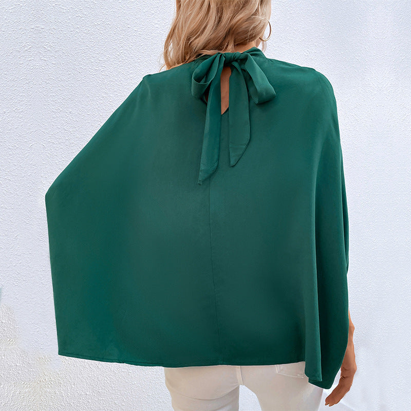 Camicia in pizzo irregolare allacciata a mezzo collo alto, stile europeo e americano
