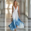 Elegant And Flowing Pleated Blue Chiffon Dress For Women