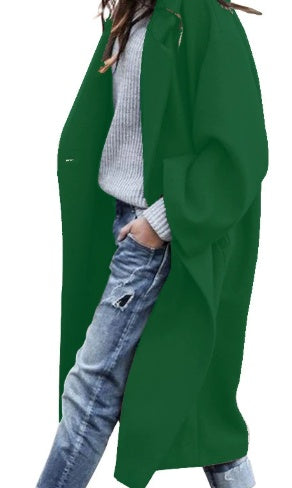 European And American Women's New Long Sleeved Large Woolen Overcoat